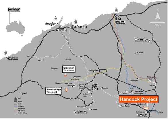 Location of the Company's Iron Ore Projects, Western Australia
