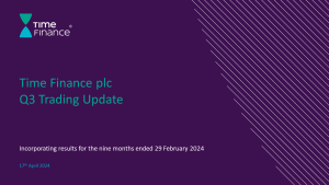 Time Finance Plc Q3 Results and Profit Upgrades